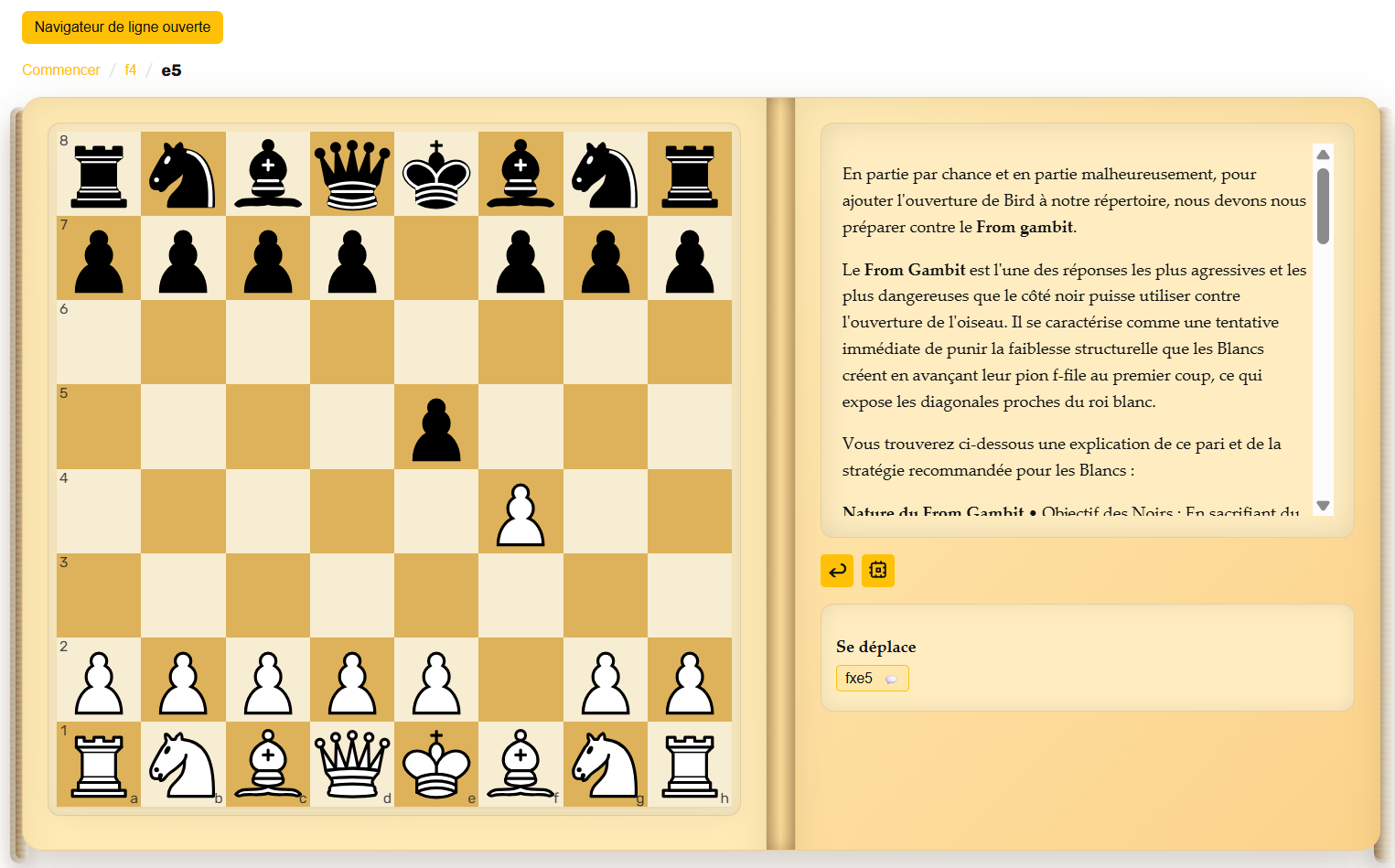 Ligne critique du Gambit From contre la Bird
